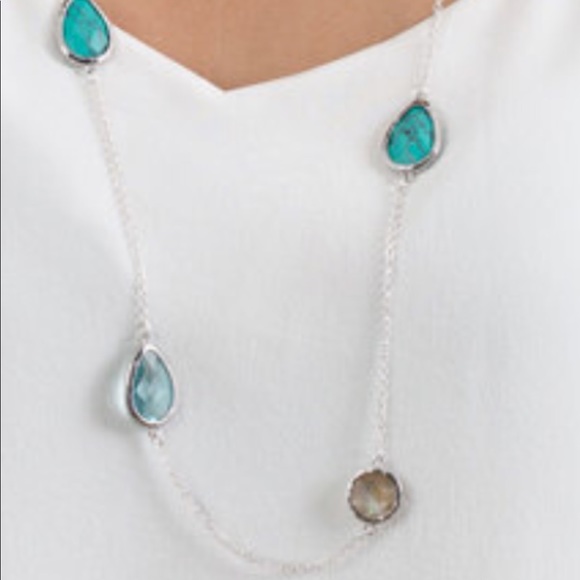 Chloe + Isabel 34” Necklace Faceted Beads UNIQUE Silver - Picture 3 of 9